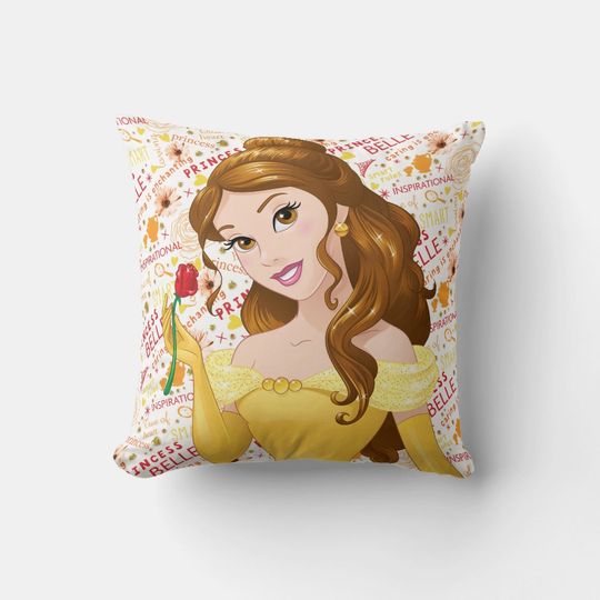 Beauty And The Beast Belle Princess Disney Throw Pillow, Disney Fan Gift, Disney Decor