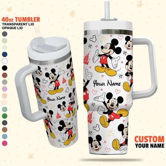 Custom Disney Friends Mickey Colorful Tumbler, Disney Characters Christmas 40oz Tumbler