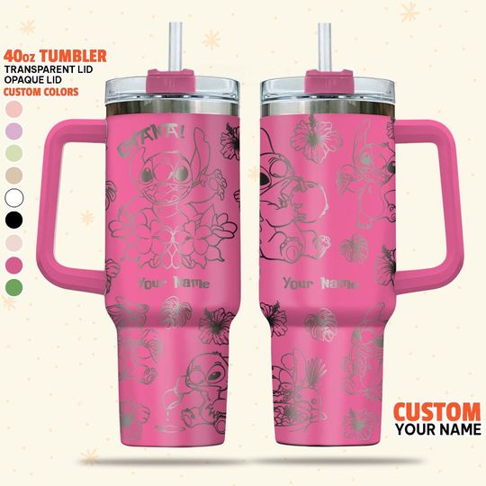 Custom Disney Stitch Foodie Vacation Tumbler, Disney Characters 40oz Tumbler