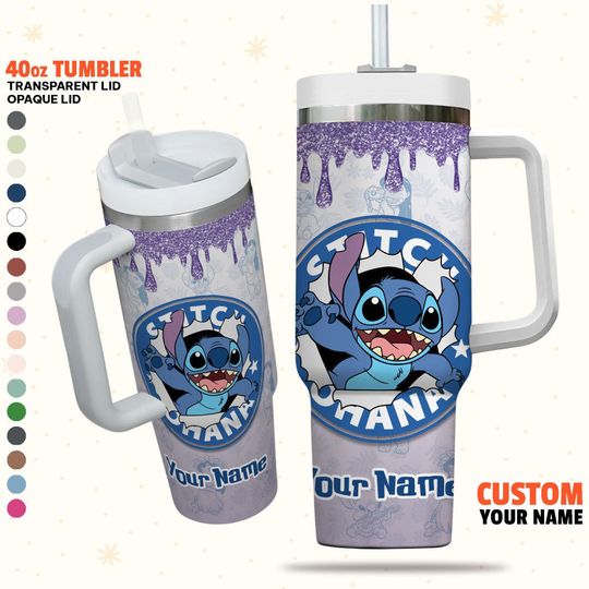 Custom Disney Stitch Coffee Surprise Colorful Tumbler, Disney Characters 40oz Tumbler