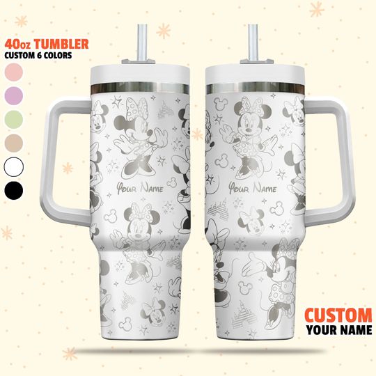 Custom Disney Minnie Mouse Tumbler, Disney Characters Christmas 40oz Tumbler