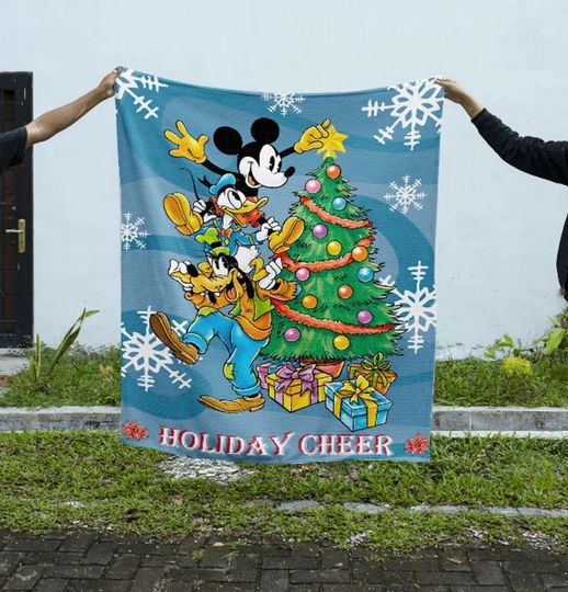 Holiday Cheer Blanket, Christmas Mickey, Christmas Goofy, Donald Disney Blanket, Xmas Disneyland Blanket