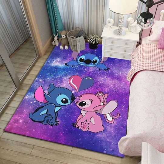 Disney's Lilo And Stitch Rug, Stitch Scream Holding Balloons Rug
