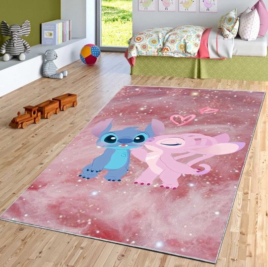 Stitch And Angel Disney Rug, Disney Fan Decor