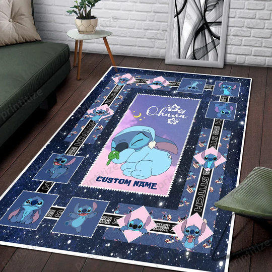 Personalized Stitch Disney Rug, Disney Fan Decor