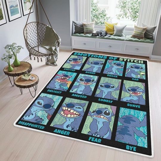 Emotions Of Stitch Disney Rug, Disney Fan Decor