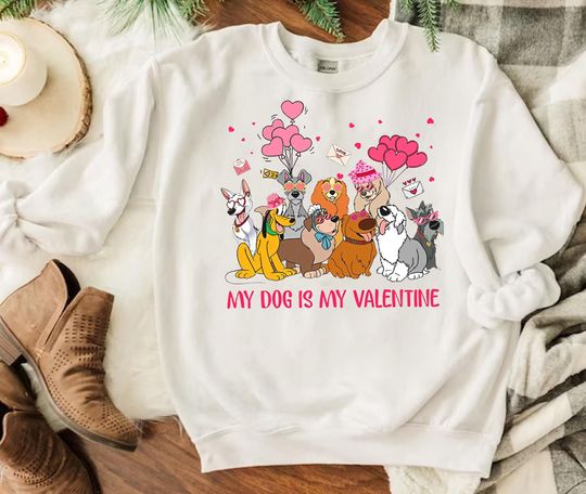 Retro Disney Dogs Valentine Shirt, My Dog Is My Valentine 2024 Shirt