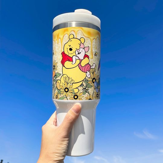 Valentine's day Disney Winnie the Pooh Tiger Piglet Eeyore donkey 40 oz Tumbler