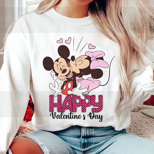 Happy Valentine Day Disney Couple Sweatshirt, Disneyland Couple Shirt