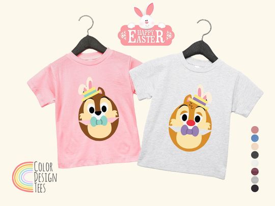 Chip and Dale Double Trouble Couple Disney Easter Shirt, Family Easter Shirt, Easter Bunny Shirt, Easter Egg Shirt