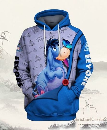 Adorable Eeyore 3D Hoodie, Disney Winnie The Pooh 3D Hoodie, Disneyland 3D Hoodie