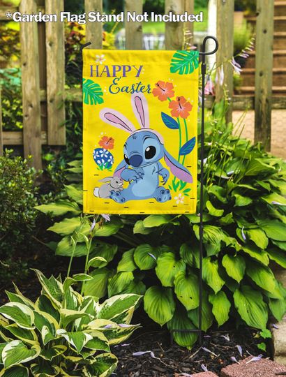Stitch Disney Easter Garden Flag, Easter Day Garden Flag