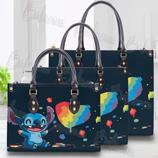 Stitch Disney 3 Sizes Leather Handbag Closed Leather Bag