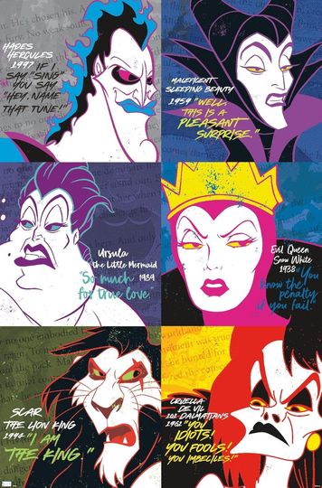 Disney Villains-Grid Wall Poster