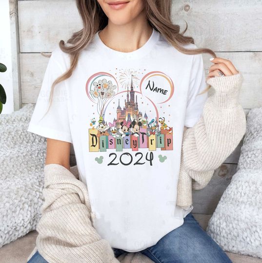 Custom Disney Trip 2024 Shirt, Personalized Disneyland Family T-shirt