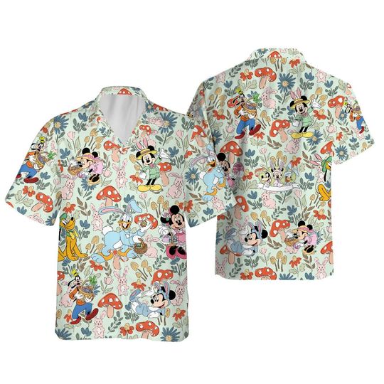 Mickey And Friends Disney Easter Hawaiian Shirt, Family Easter Aloha Shirt, Easter Bunny Aloha Shirt, Easter Egg Aloha Shirt