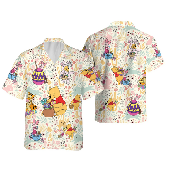 Winnie The Pooh Disney Easter Hawaiian Shirt, Family Easter Aloha Shirt, Easter Bunny Aloha Shirt, Easter Egg Aloha Shirt