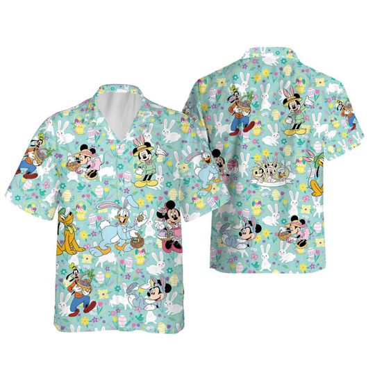 Mickey And Friends Disney Easter Hawaiian Shirt, Family Easter Aloha Shirt, Easter Bunny Aloha Shirt, Easter Egg Aloha Shirt