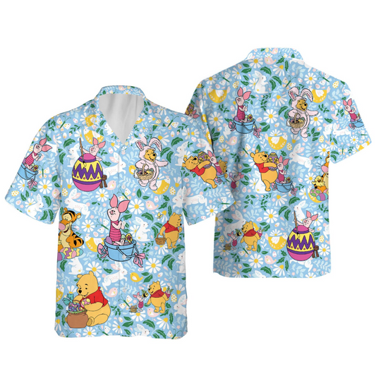 Winnie The Pooh Disney Easter Hawaiian Shirt, Family Easter Aloha Shirt, Easter Bunny Aloha Shirt, Easter Egg Aloha Shirt