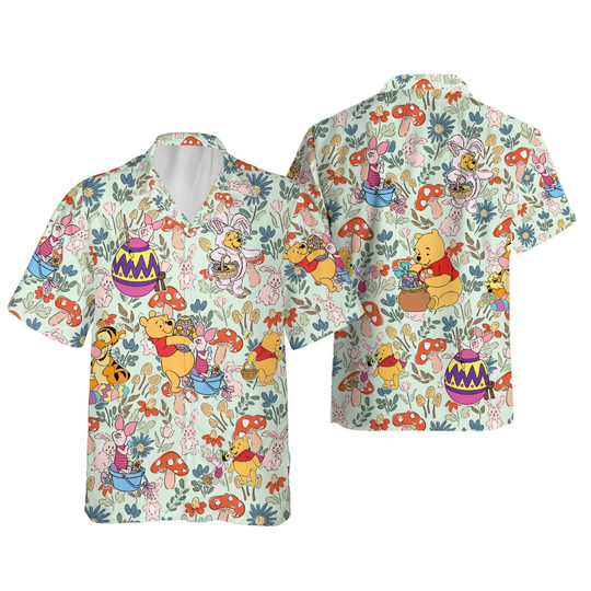 Winnie The Pooh Disney Easter Hawaiian Shirt, Family Easter Aloha Shirt, Easter Bunny Aloha Shirt, Easter Egg Aloha Shirt