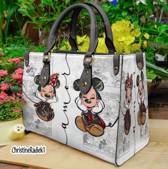Vintage Mickey Leather HandBag, Mickey Handbag, Love Disney