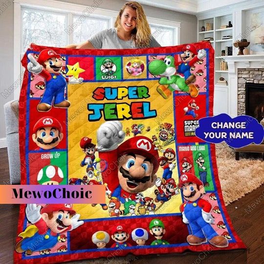 Super Mario And Luigi Quilt, Super Mario Bros Disney Characters Fleece Blanket