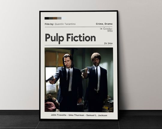 Pulp Fiction Movie Poster, Movie Wall Decor, Minimalist Movie Poster