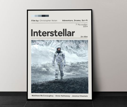 Interstellar Movie Poster, Movie Wall Decor, Minimalist Movie Poster