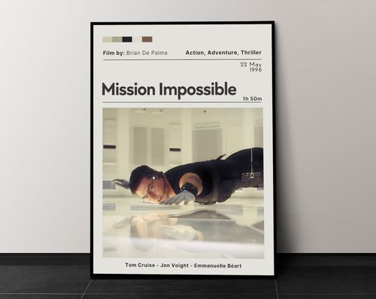 Mission Impossible Movie Poster, Movie Wall Decor, Minimalist Movie Poster