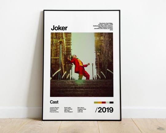 Joker - 2019 - Joaquin Phoenix & Robert De Niro - Movie Poster Artwork White Print Vintage