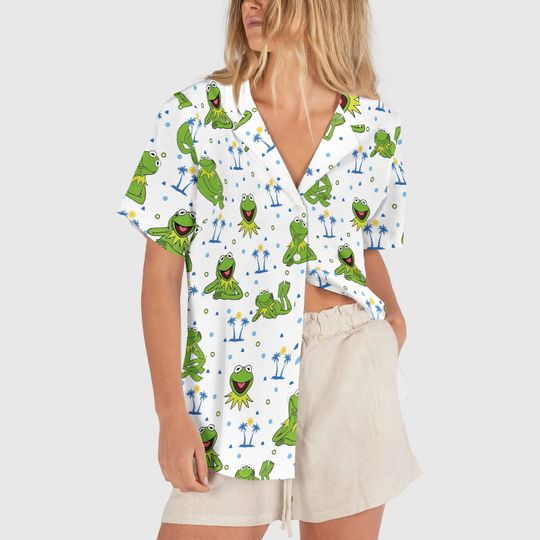 K the frog Hawaiian Shirt, Palm Tree Summer Shirt