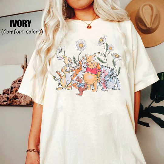 Disney Winnie The Pooh  Shirt, Floral Pooh Shirt, Retro Pooh and Friends Shirt, Disneyworld Vacation Shirt, Disney Family tee