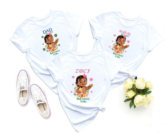 Baby Moana Birthday Shirt, Disney  Princess Moana Birthday Girl Shirt, Moana Family Birthday Party Shirts