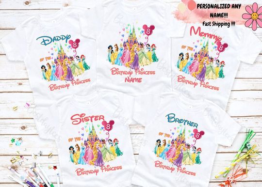 Birthday Princess Shirt, Disney Birthday Shirt, Disney Princess Shirt, Princess Shirt