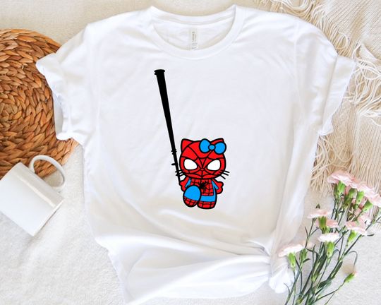 Spiderman Hello Cat Shirt, Hello Cat Shirt, Kawaii Kitty Cat Shirt, Cute Disney Girls Trip Shirt