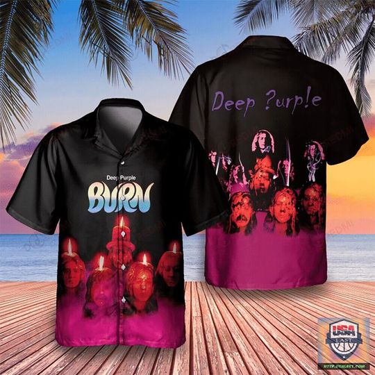 Deep Purple Burn Album Hawaiian 3D Print Aloha Summer Shirt