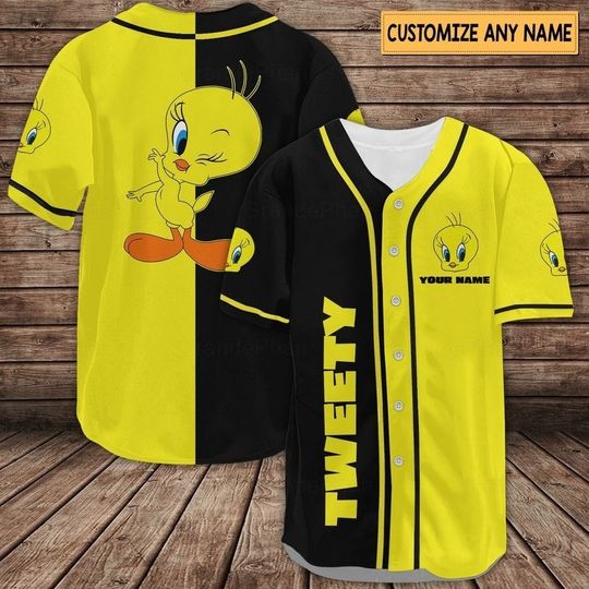 Tweety Bird Jersey, Custom Tweety Baseball Jersey