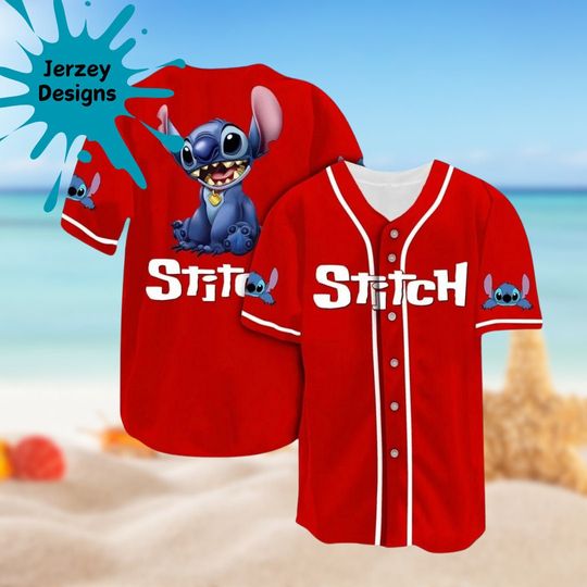 Discover Lilo And Stitch 3D Baseball Jersey Shirt Summer Beach Gift