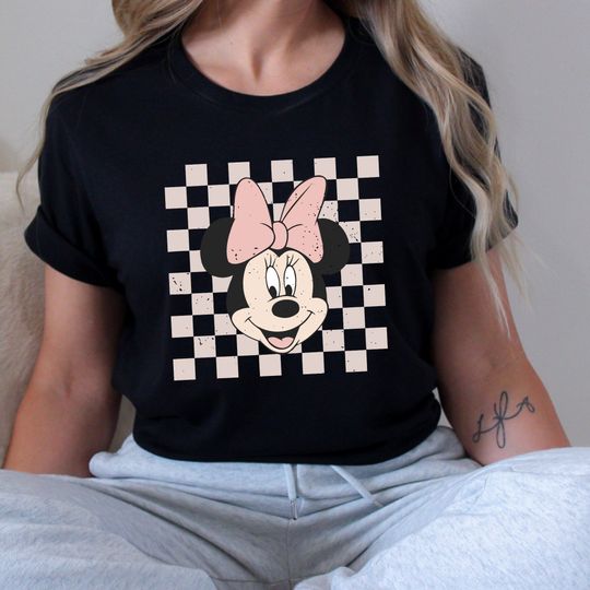 Retro Minnie Shirt, Minnie Mouse Shirt, Checkered Disney Shirt