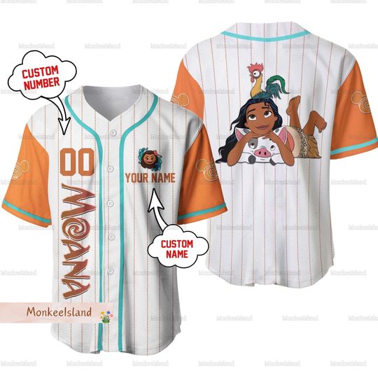 Disney Moana Jersey Shirt, Princess Moana Maui Baseball Jersey