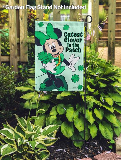 Disney Minnie Mouse Happy St Patrick's Day Garden Flag, Shamrock Flag, Lucky Flag