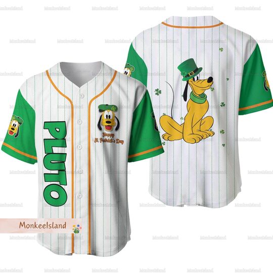 Happy St Patricks Day Jersey, Disney Pluto Jersey Shirt, Patrick's Day Baseball Jersey, Pluto Baseball Jersey, Patricks Day Football Jersey