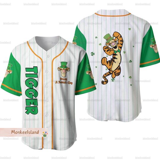 Patrick's Day Jersey, Disney Tigger Baseball Jersey, Winnie The Pooh Jersey Shirt, St Patricks Day Shirt, Funny St Patricks Day
