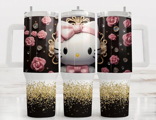 40oz Tumbler Hello Kitty Tumbler Kawaii Kitty Tumbler Pink