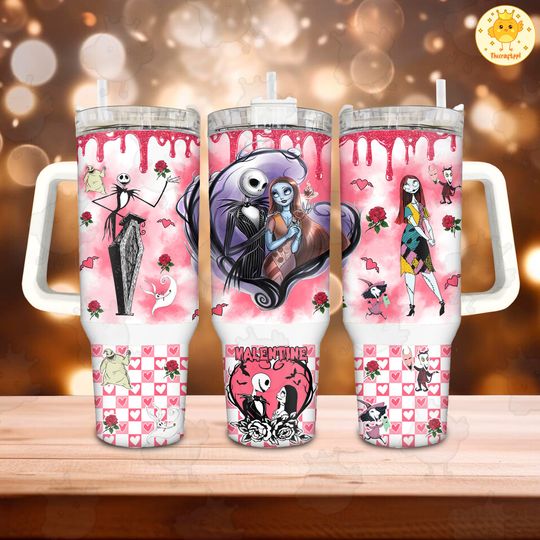 Horror My Valentine 40oz Quencher Tumbler, Nightmare Before Valentine Tumbler