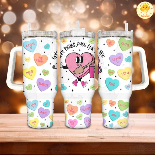 Only Heart Eyes For You 40 oz Tumbler Wrap, Retro Valentine Tumbler