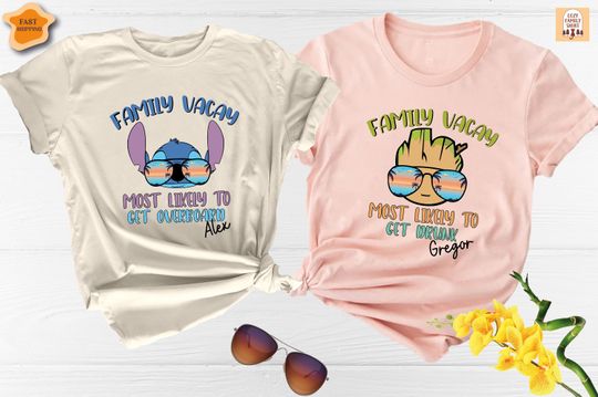 Personalized Stitch And Groot Family Vacation 2024 Disney T-Shirt, Family Matching Shirt, Disney Vacation Shirt