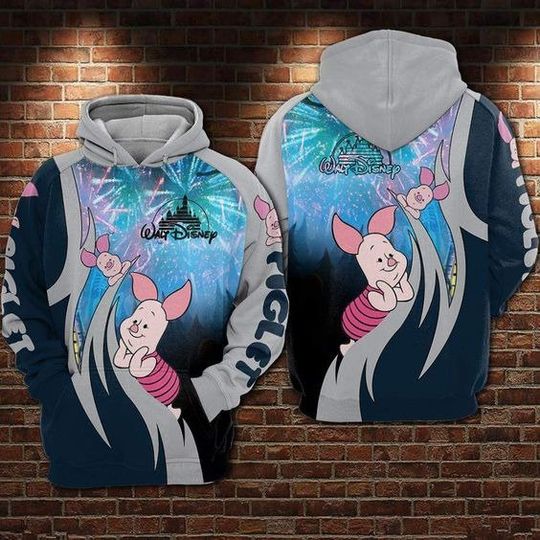 Piglet Hoodie 3D, Disney Winnie The Pooh Hoodie 3D, Disneyland Personalized Hoodie, Cartoon Hoodie, Custom Name Hoodies