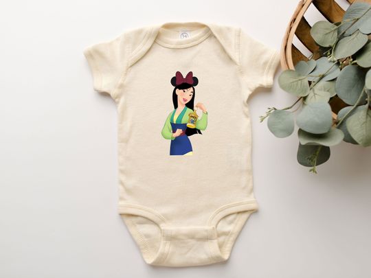 Mulan Onesie Mulan Mickey Mouse Ears Disney Princess Character Tee Shirt Baby Suit