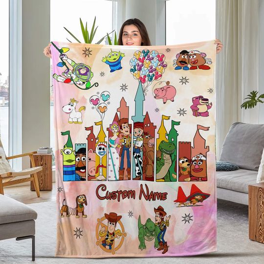 Personalized Disney Toy Story Blankets,Custom Name Disney Fleece Blanket